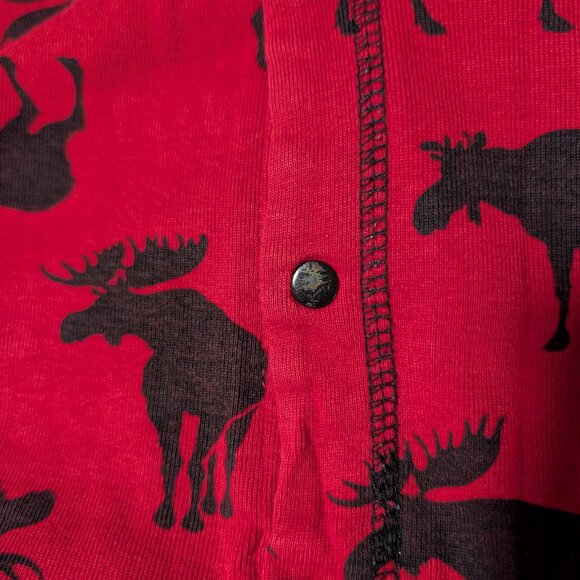 Kids Hatley little Blue House onesie union suit pajamas red moose print size 14 - Picture 7 of 13